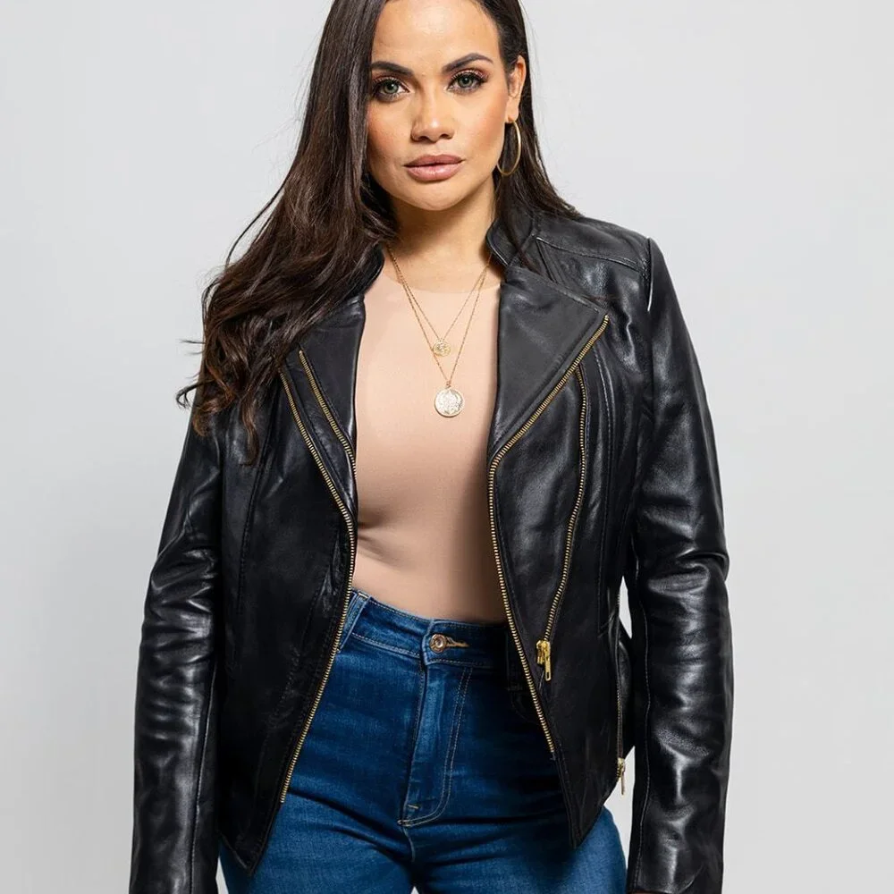 Zoey Womens Fashion Leather Jacket - Picture 2 of 8